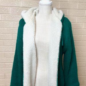 Green Knit Jacket with Fleece Lining